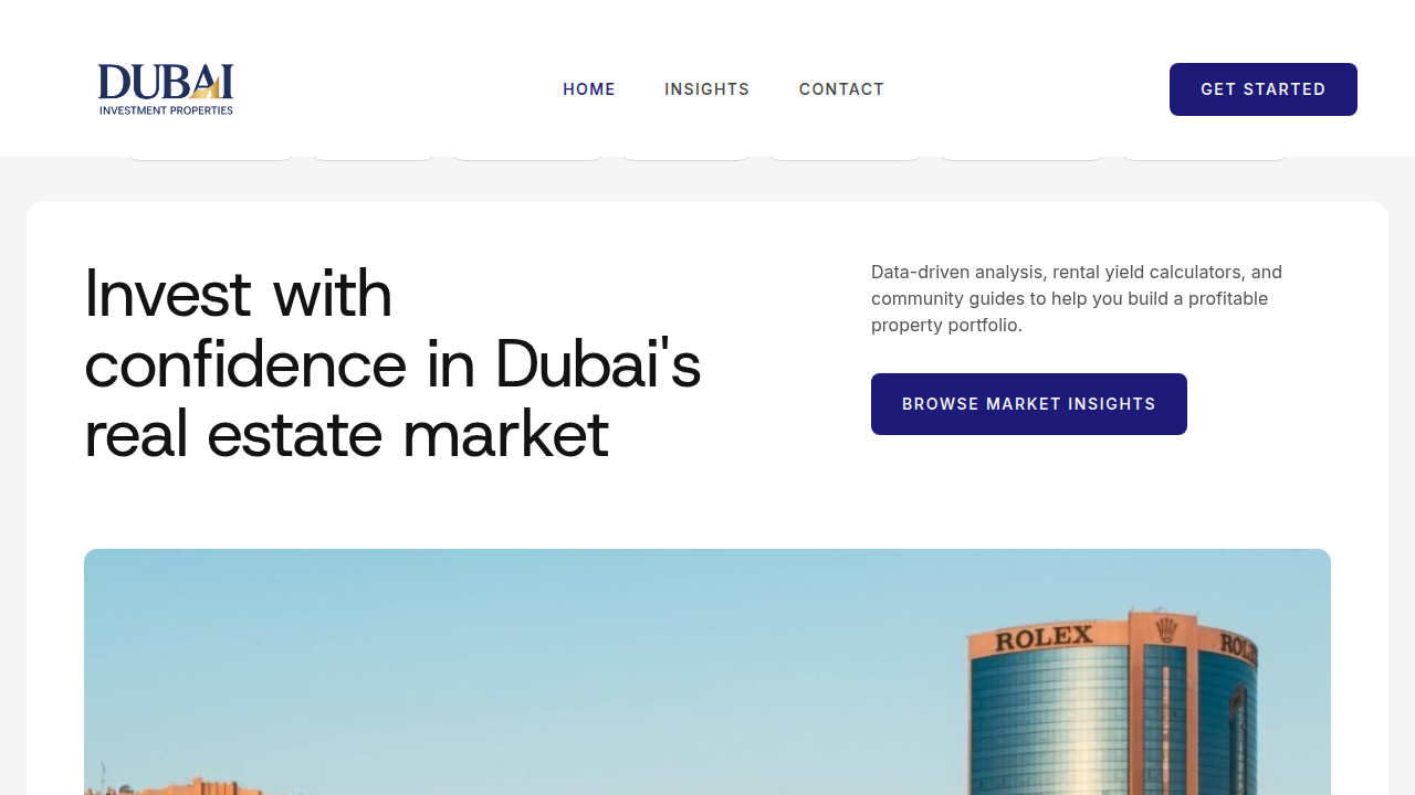 The homepage for Dubai Investment Properties, a resource for real estate investors in Dubai.