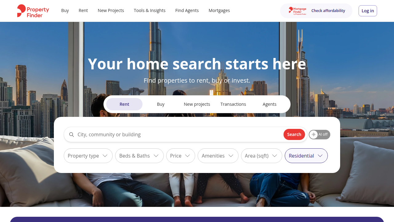 Property Finder platform, a leading online portal for real estate listings in the UAE.
