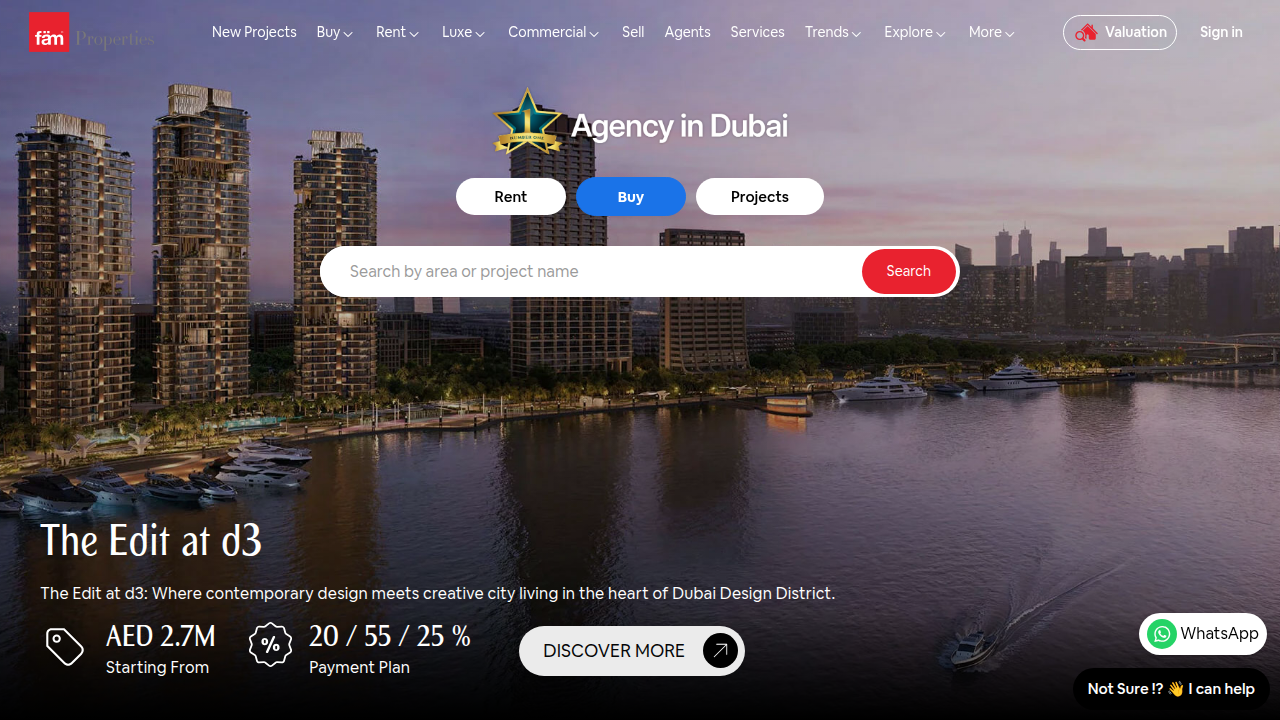 FAM Properties website, a resource for understanding off-plan property purchases in Dubai.