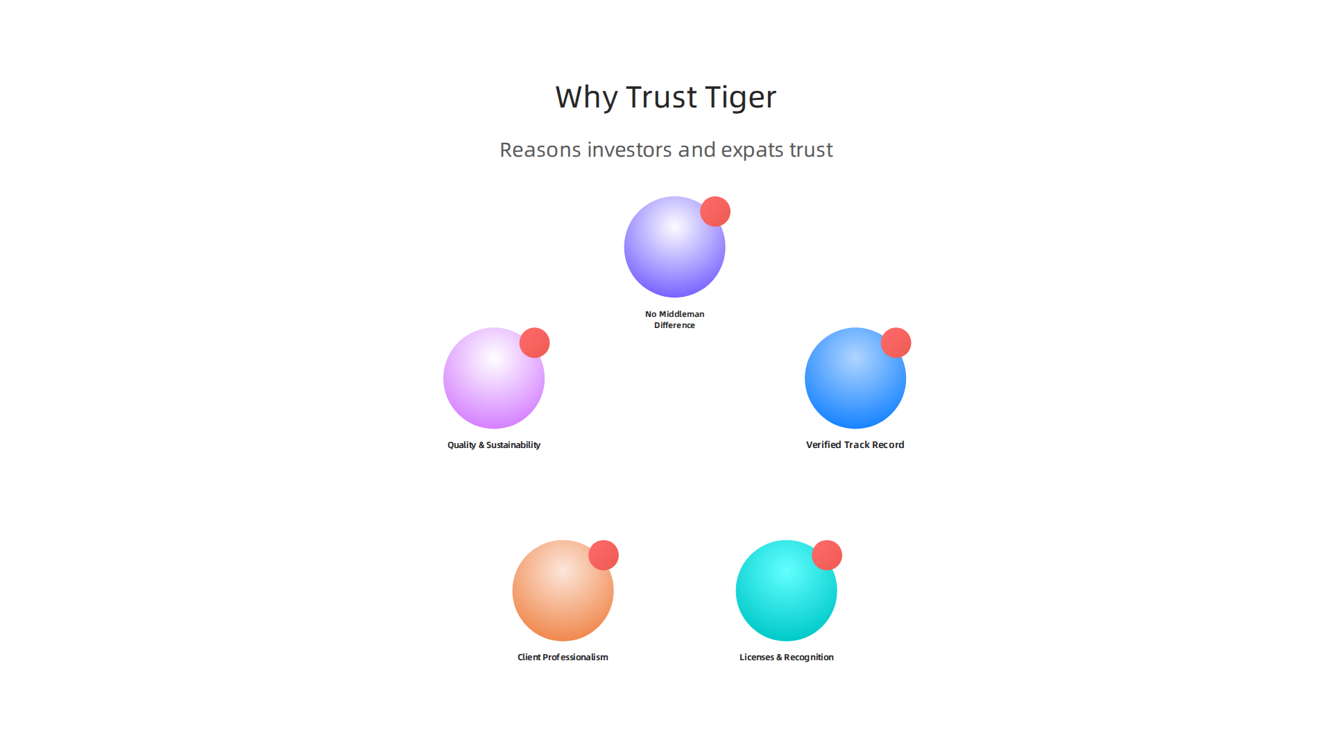 Illustrating the core reasons why investors and expats place their trust in Tiger Properties, based on their track record and client feedback.
