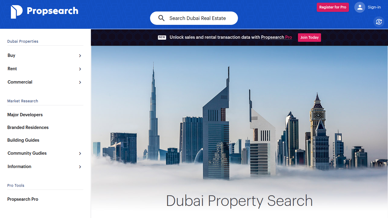 Propsearch.ae, a resource for finding detailed information about Dubai property developers like Tiger Properties.