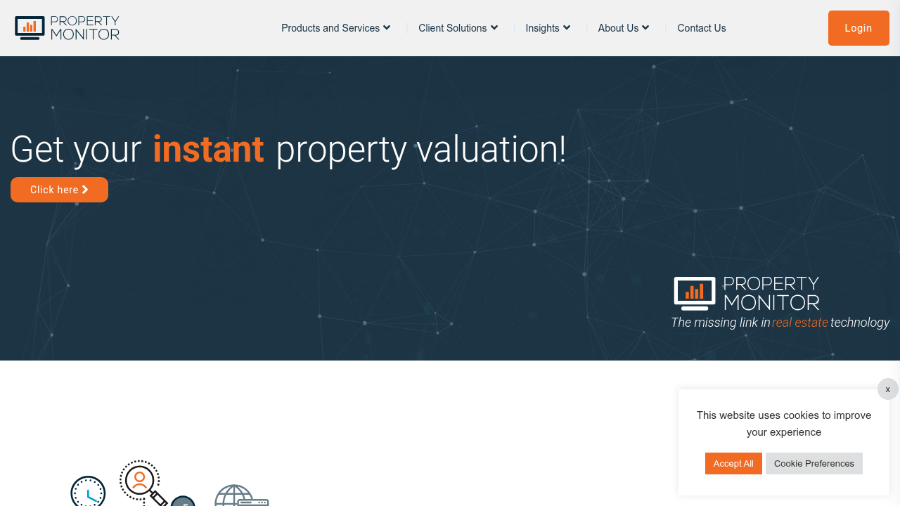 Screenshot of the Property Monitor website, providing real-time data and analytics for the Dubai property market.