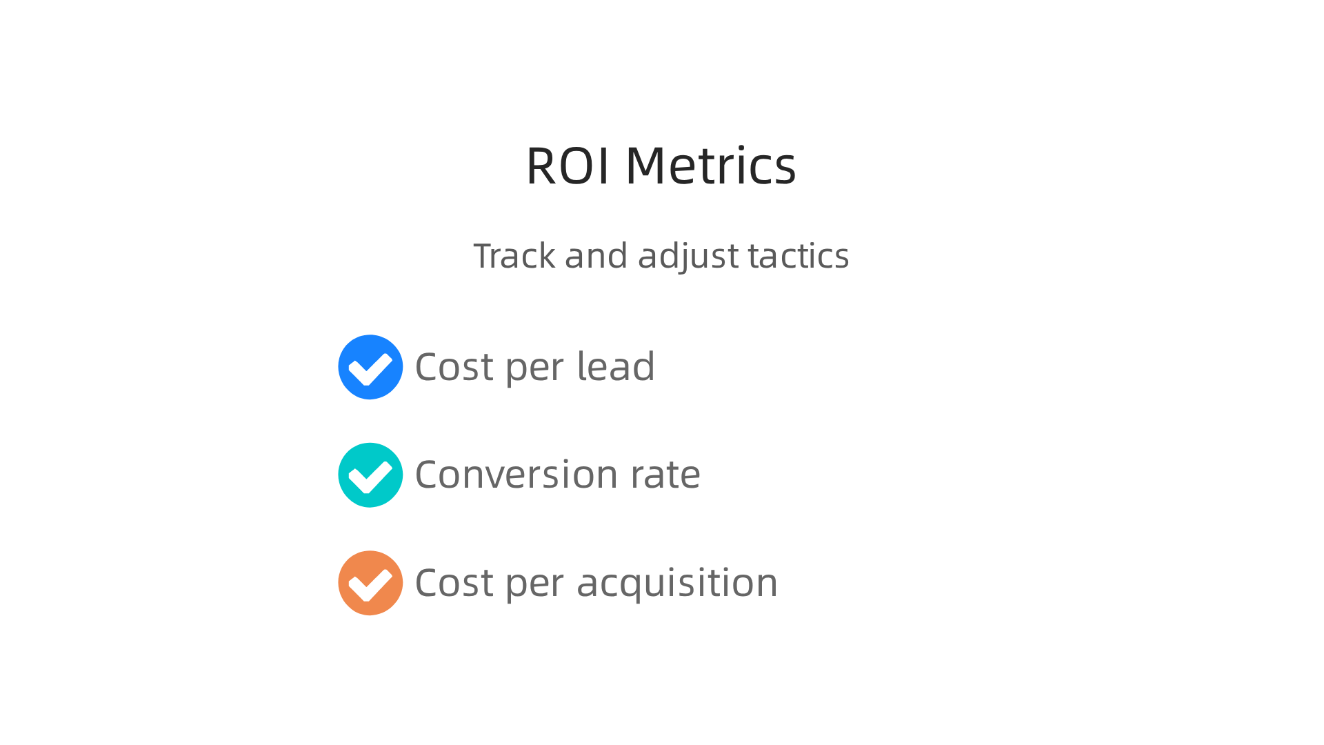 An infographic detailing the essential metrics for tracking marketing ROI and guiding tactical adjustments.