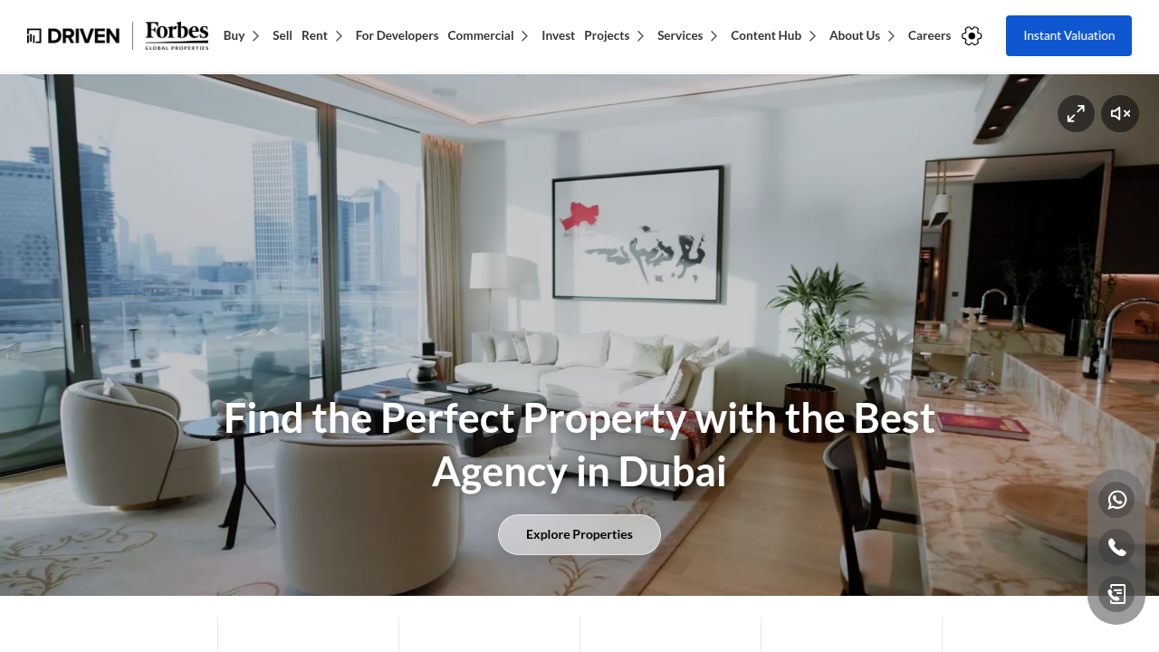 Screenshot of the Driven Properties website, a resource for Dubai real estate market insights.