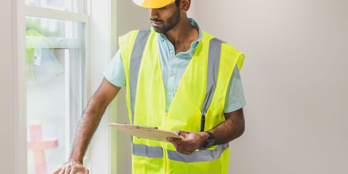 A professional property inspector meticulously examining a wall for potential defects during an inspection.