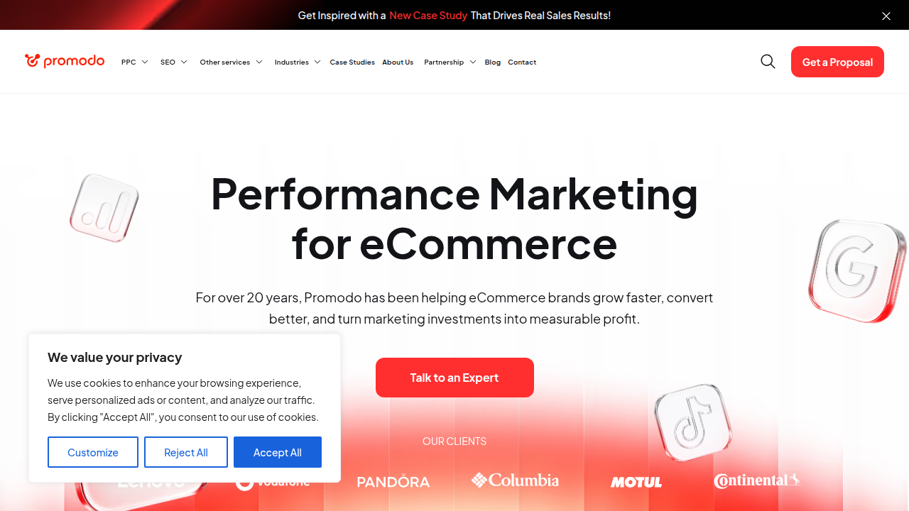 Promodo's website, a source for digital marketing benchmarks and strategies, including real estate.